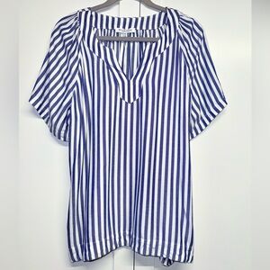 Workshop Republic Clothing Navy and White Striped Blouse